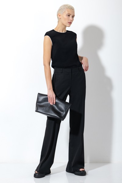 Брюки-клеш VASSA&Co, пол женский, цвет черный, фото №3