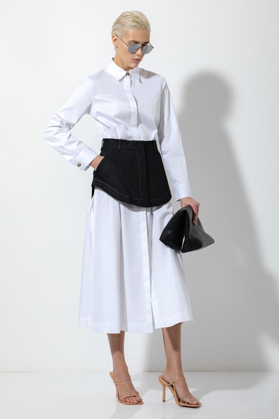 Платье с баской из денима VASSA&Co, пол женский, цвет белый, фото №5