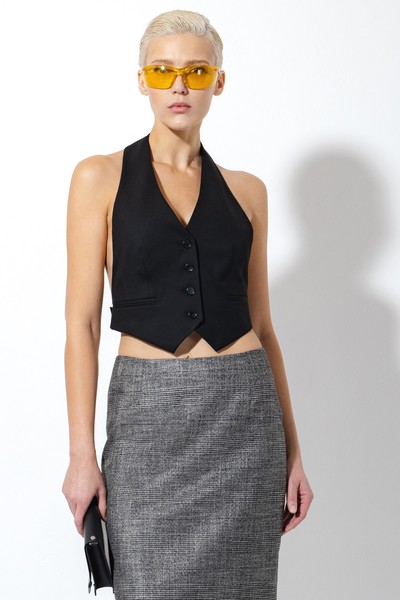 Жилет с открытой спиной VASSA&Co, пол женский, цвет черный, фото №3