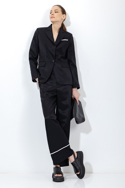 Жакет с контрастной отделкой VASSA&Co, пол женский, цвет черный, фото №2