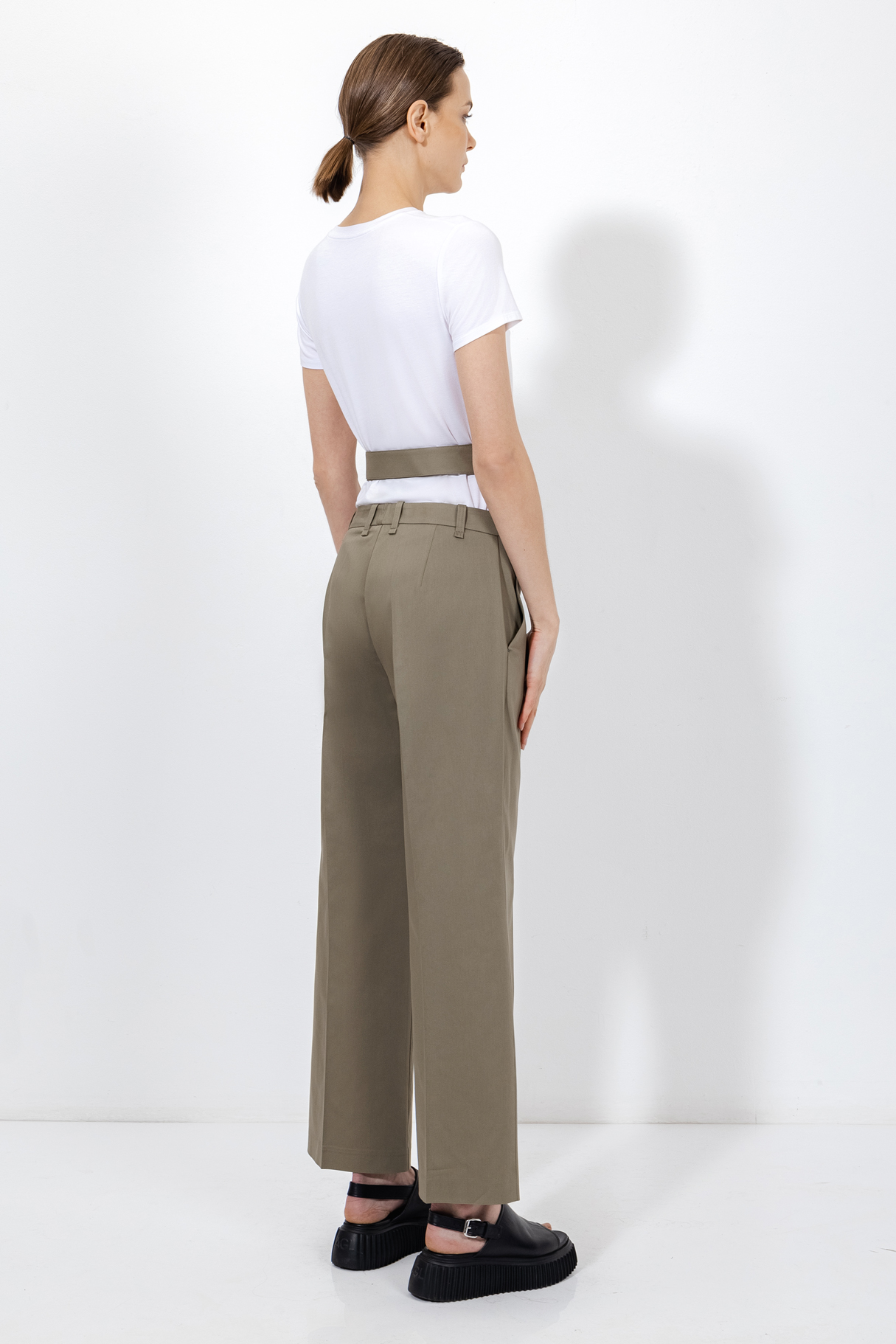 Брюки со съемной деталью VASSA&Co, пол женский, цвет хаки, фото №7