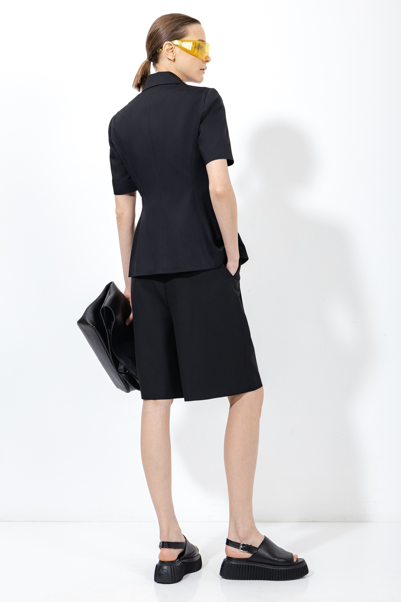 Шорты со складками , пол женский, цвет черный, фото №4