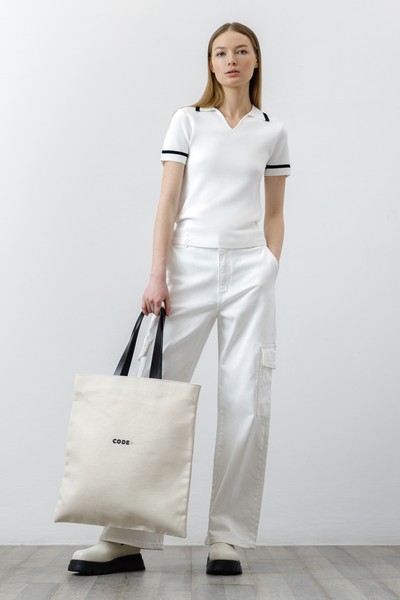 Сумка из канваса VASSA CODE, пол женский, цвет белый, фото №2