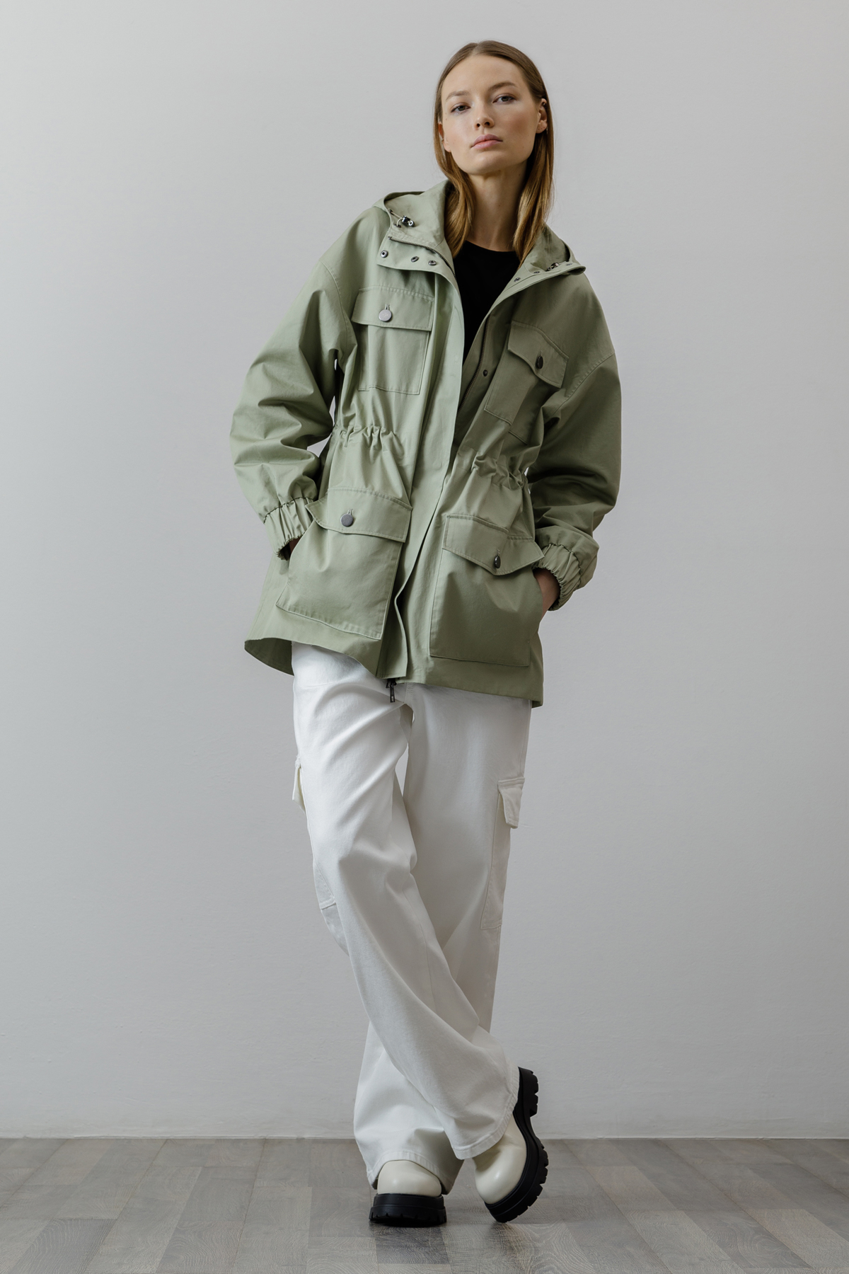 Ветровка из хлопка VASSA CODE, пол женский, цвет зеленый, фото №3