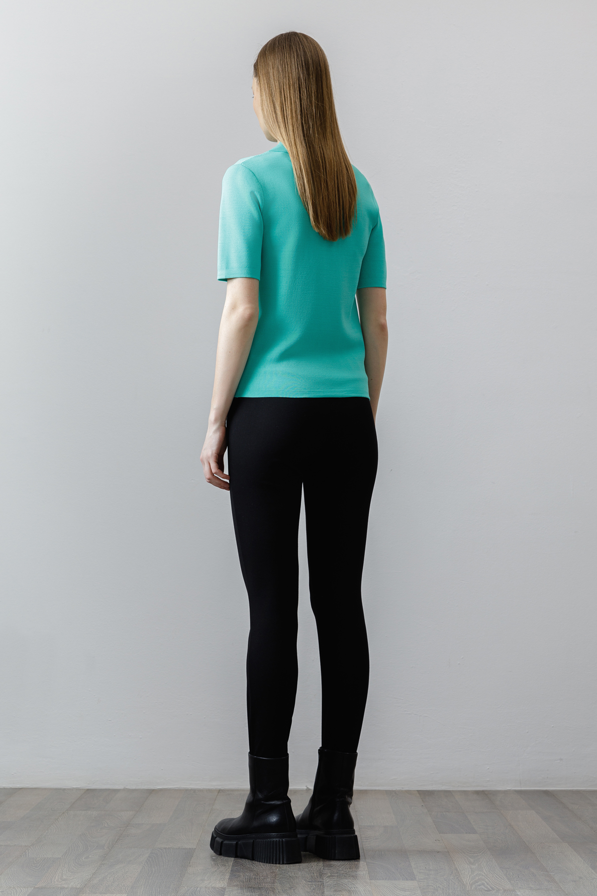 Поло в бирюзовом оттенке VASSA CODE, пол женский, цвет зеленый, фото №2