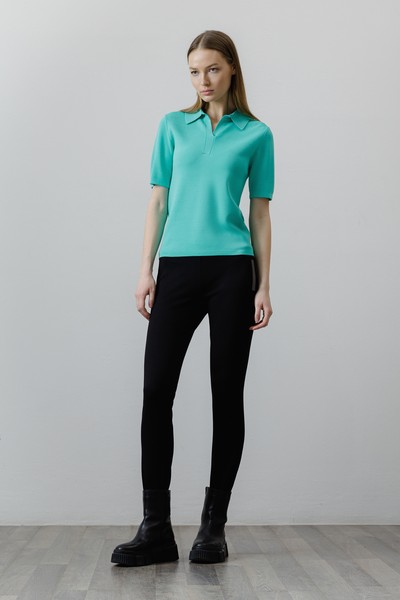 Поло в бирюзовом оттенке VASSA CODE, пол женский, цвет зеленый, фото №3
