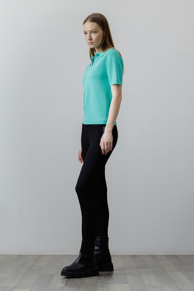 Поло в бирюзовом оттенке VASSA CODE, пол женский, цвет зеленый, фото №4