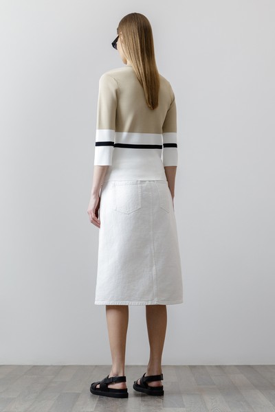 Джемпер с контрастной полосой , пол женский, цвет бежевый, фото №3