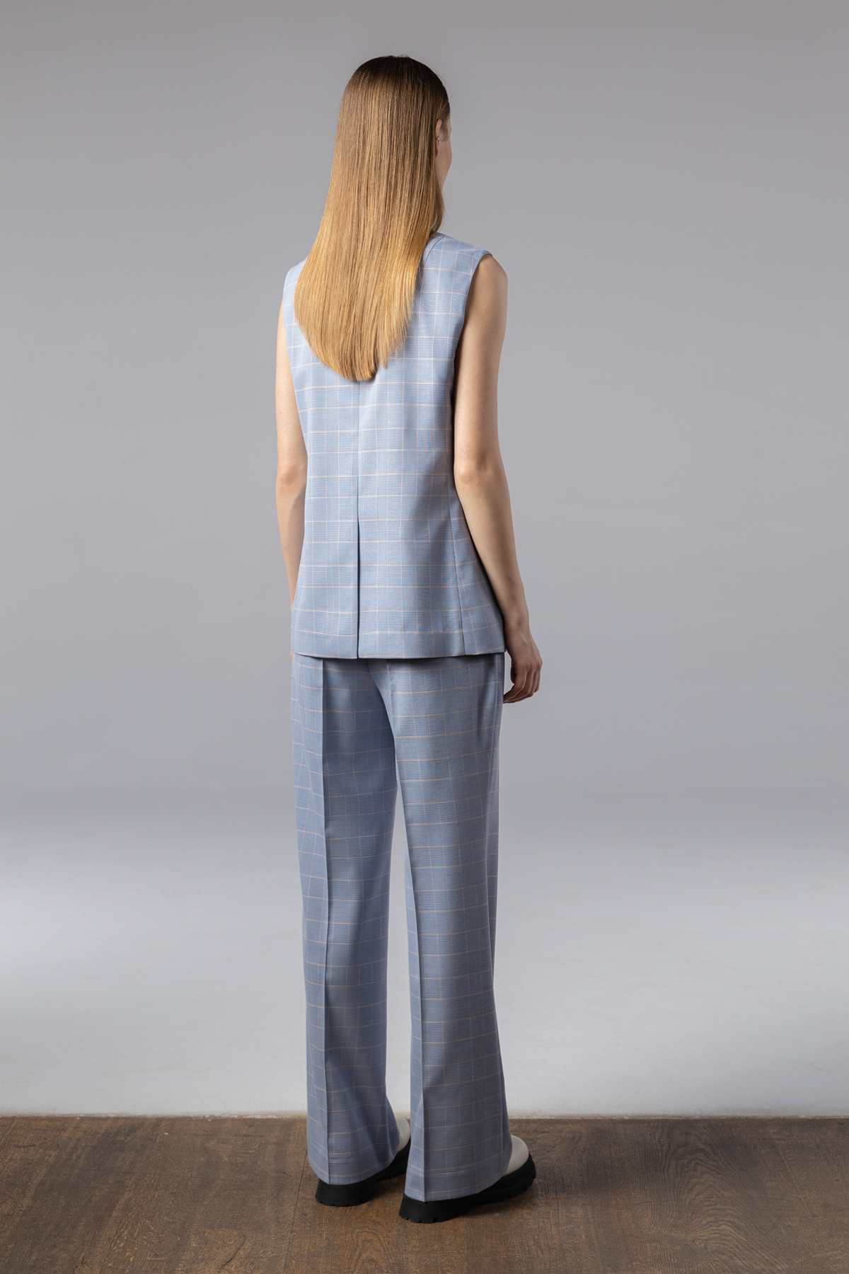 Удлиненный жилет , пол женский, цвет голубой, фото №7