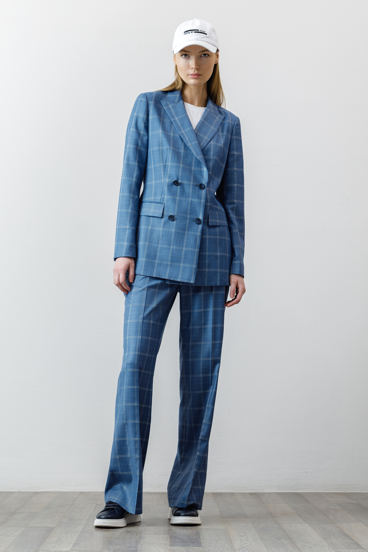 Жакет в клетку VASSA CODE, пол женский, цвет голубой, фото №2