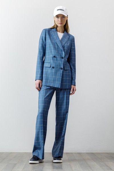 Жакет в клетку VASSA CODE, пол женский, цвет голубой, фото №2