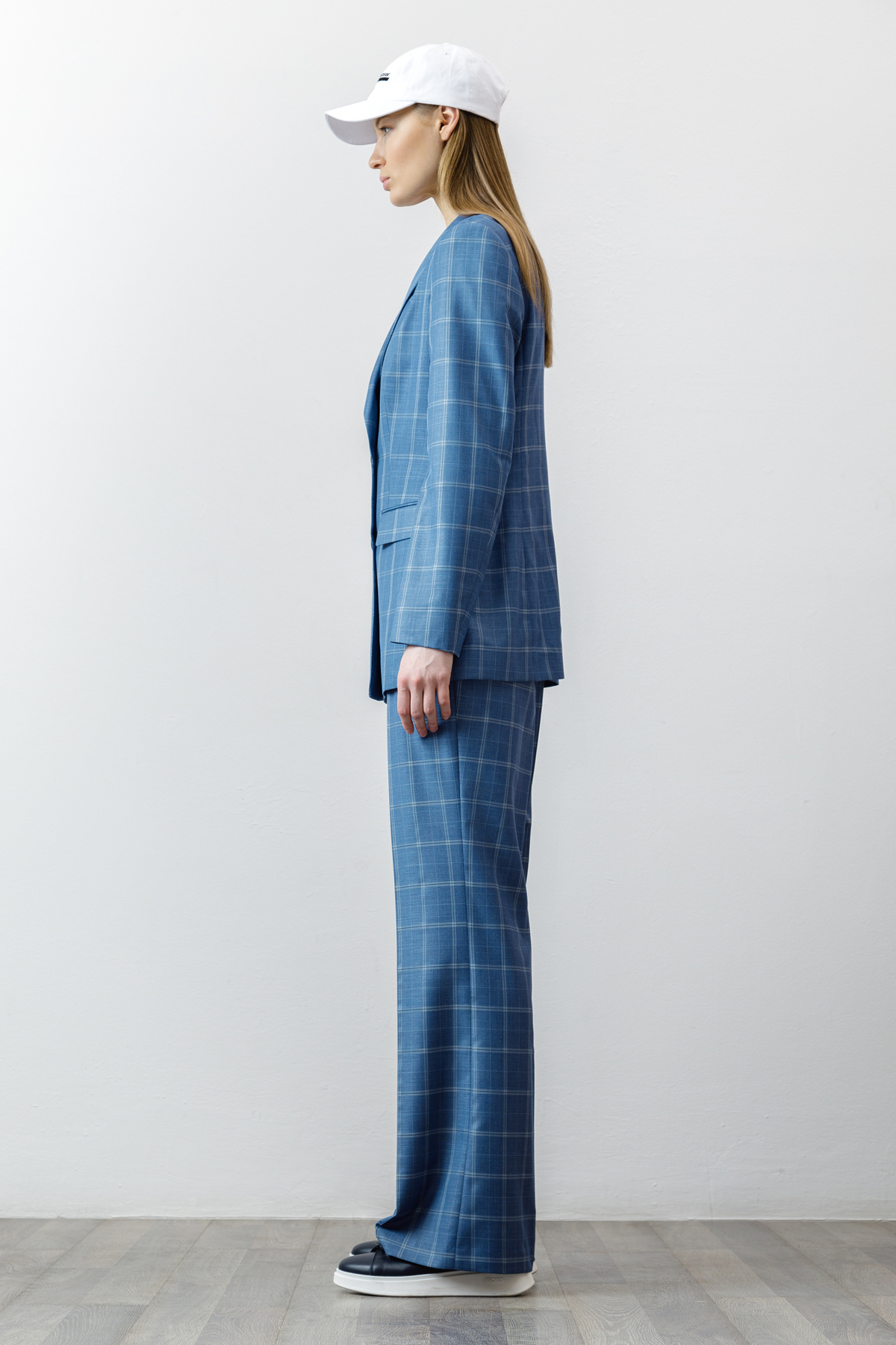 Жакет в клетку VASSA CODE, пол женский, цвет голубой, фото №3