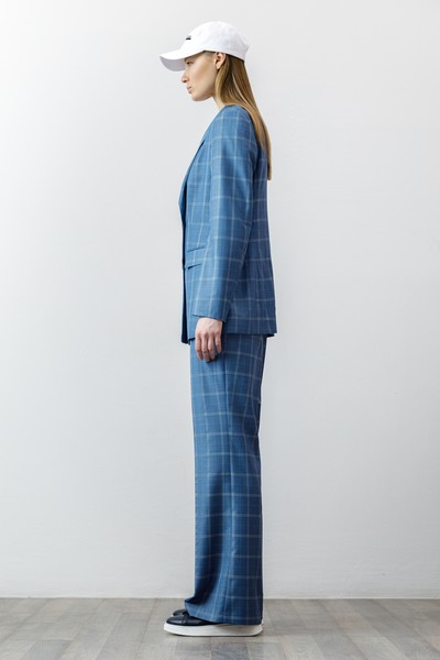 Жакет в клетку VASSA CODE, пол женский, цвет голубой, фото №3