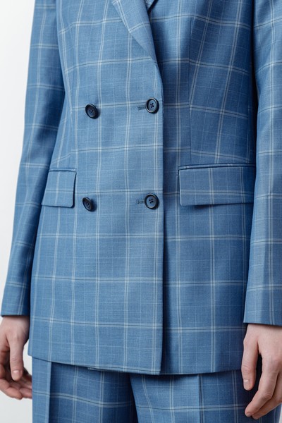 Жакет в клетку VASSA CODE, пол женский, цвет голубой, фото №4