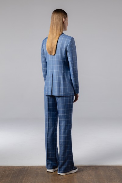 Жакет в клетку VASSA CODE, пол женский, цвет голубой, фото №5