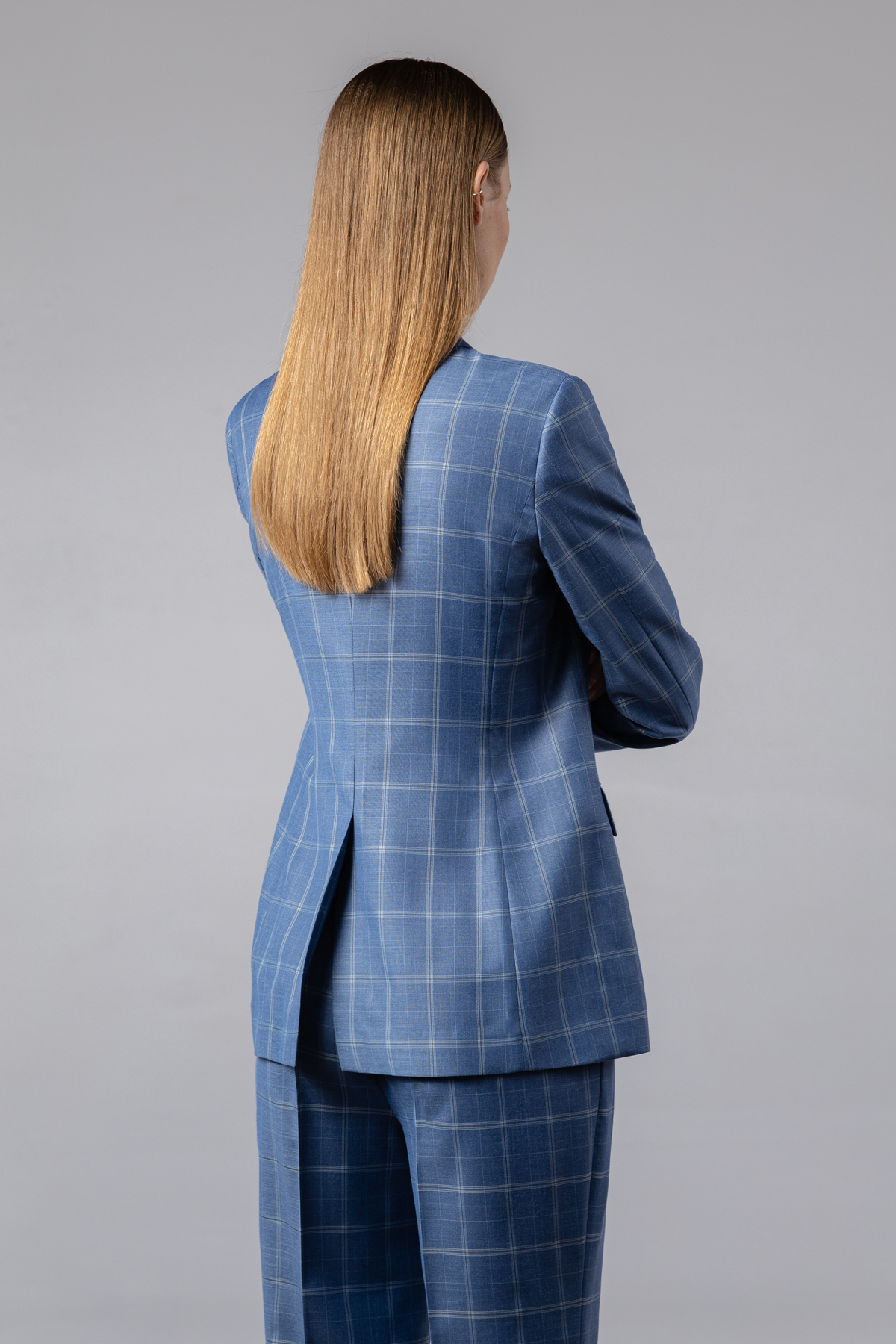 Жакет в клетку VASSA CODE, пол женский, цвет голубой, фото №6