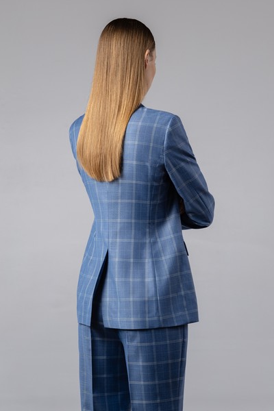 Жакет в клетку VASSA CODE, пол женский, цвет голубой, фото №6