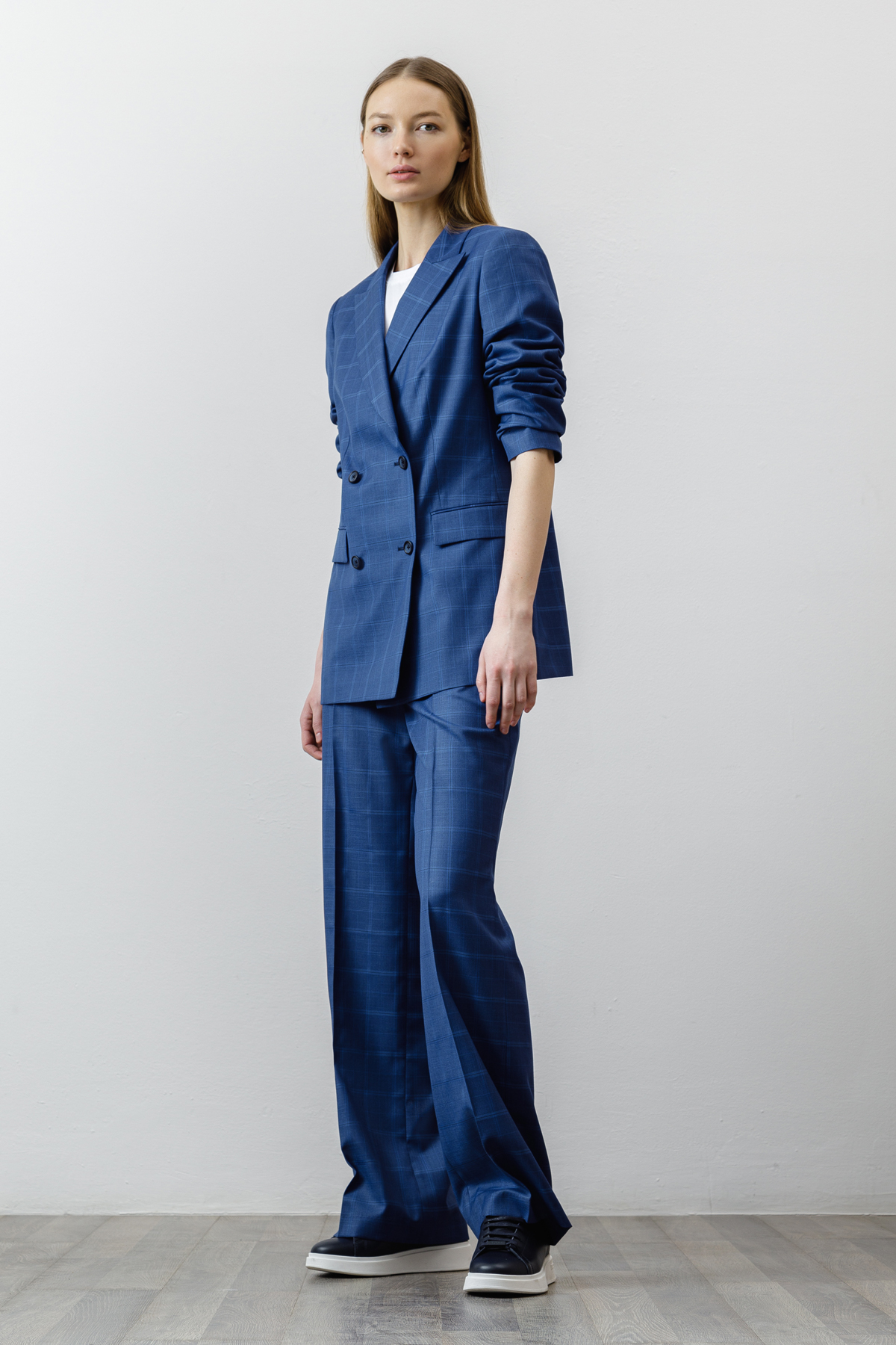 Жакет в клетку , пол женский, цвет синий, фото №3