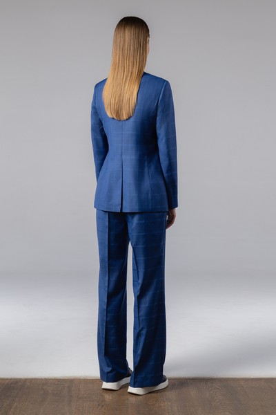 Жакет в клетку , пол женский, цвет синий, фото №4