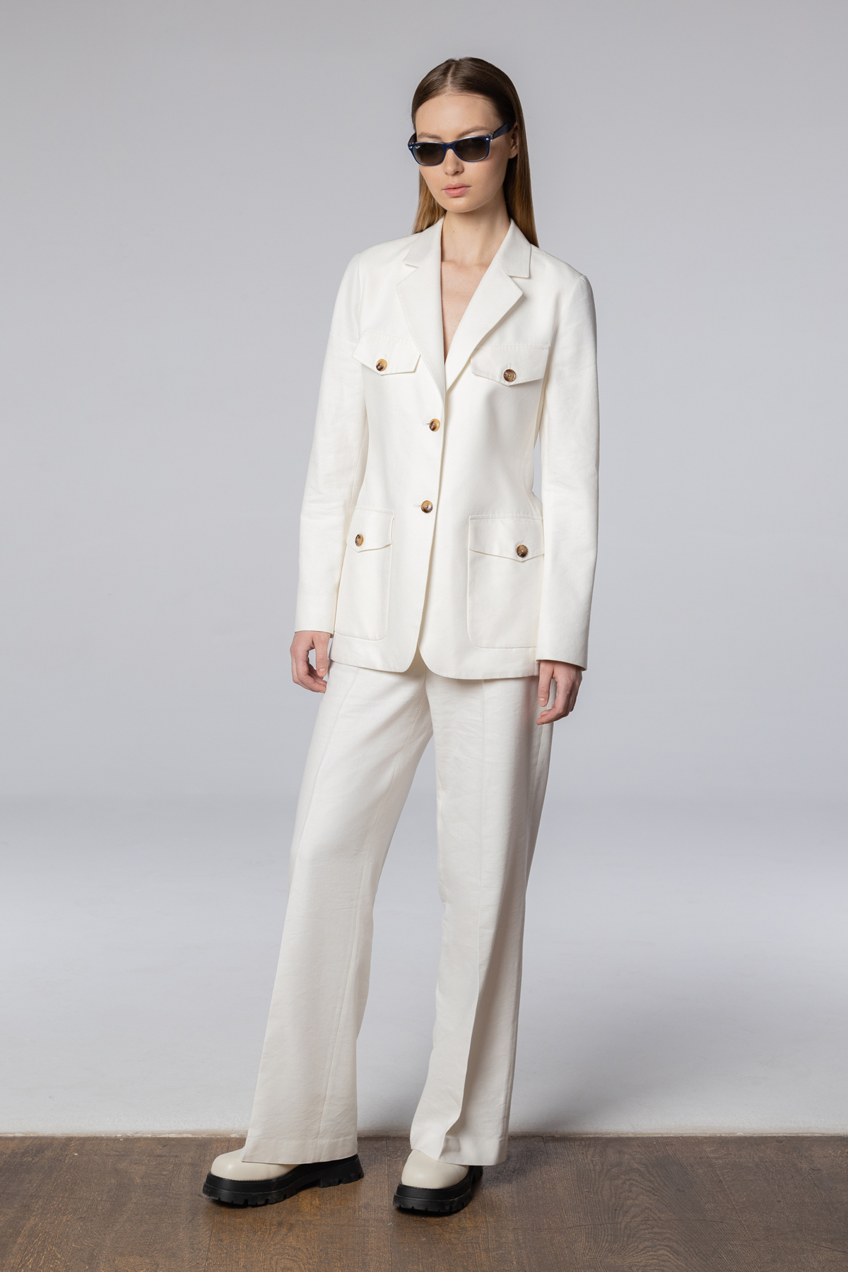 Жакет из хлопка и льна VASSA CODE, пол female, цвет white, фото №2