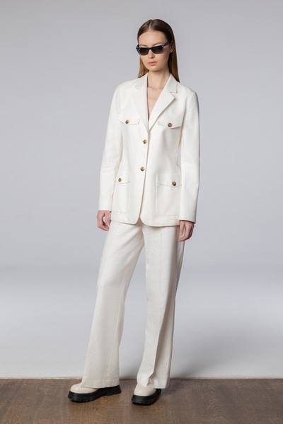 Жакет из хлопка и льна VASSA CODE, пол female, цвет white, фото №2