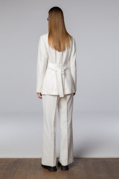 Жакет из хлопка и льна VASSA CODE, пол female, цвет white, фото №3