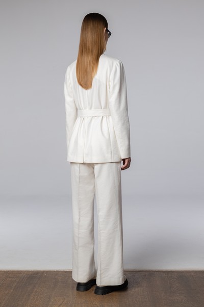 Жакет из хлопка и льна VASSA CODE, пол female, цвет white, фото №4