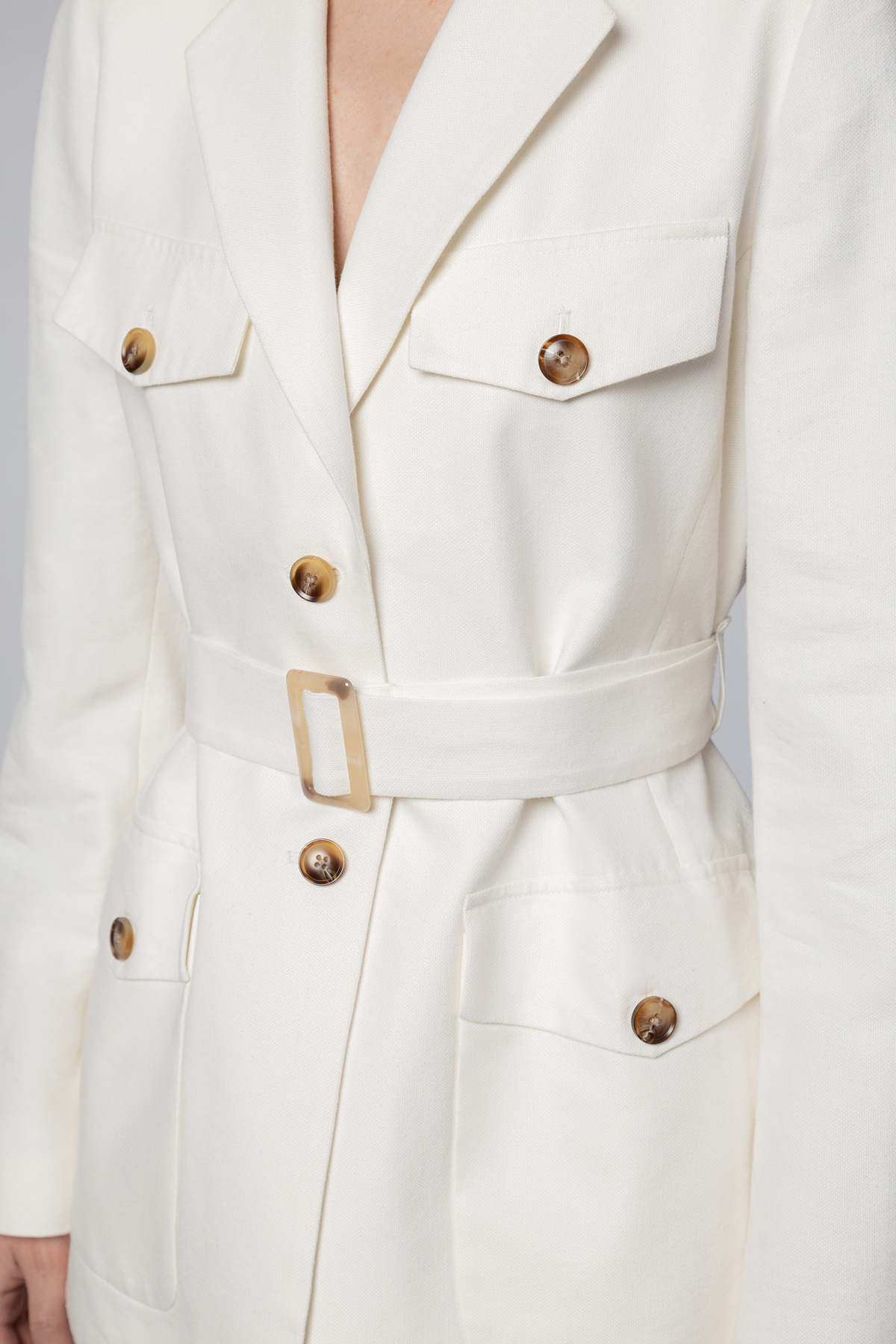 Жакет из хлопка и льна VASSA CODE, пол female, цвет white, фото №5