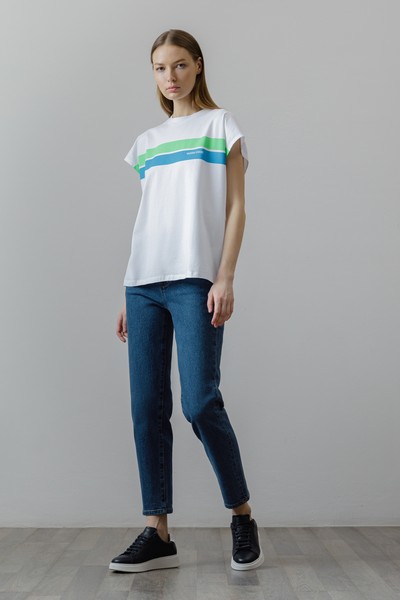 Футболка в полоску , пол женский, цвет белый, фото №2