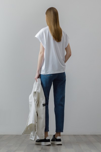 Футболка в полоску , пол женский, цвет белый, фото №4