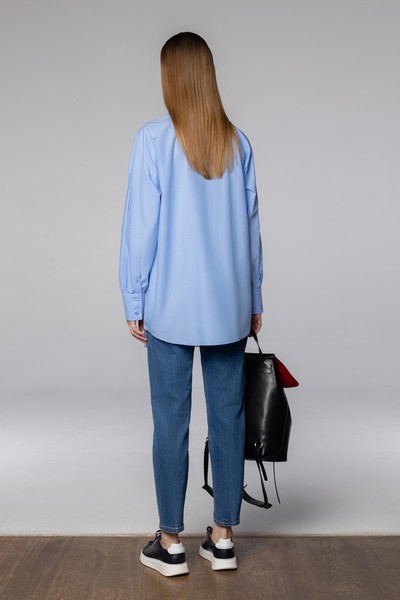 Дизайнерская рубашка , пол женский, цвет голубой, фото №3