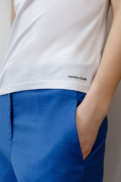 Футболка приталенного кроя , пол женский, цвет белый, фото №4