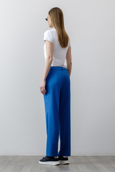 Прямые брюки со стрелками , пол женский, цвет синий, фото №4