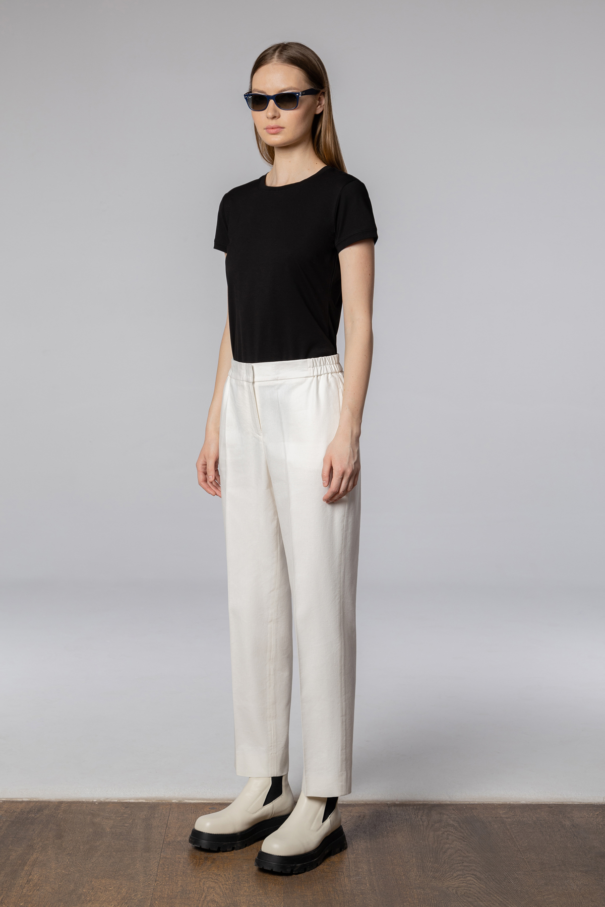 Брюки из льна и хлопка , пол женский, цвет белый, фото №2