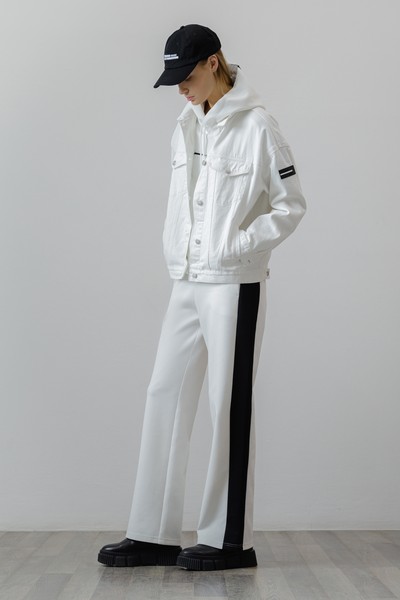 Брюки с контрастными вставками , пол женский, цвет белый, фото №3