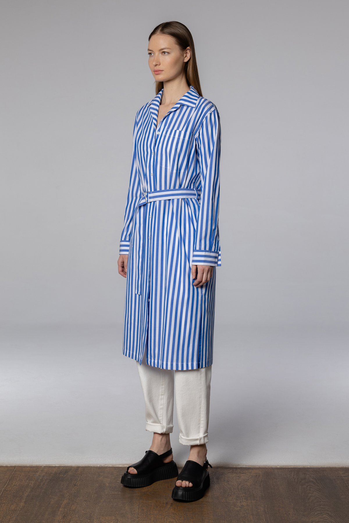 Платье-рубашка , пол женский, цвет голубой, фото №2