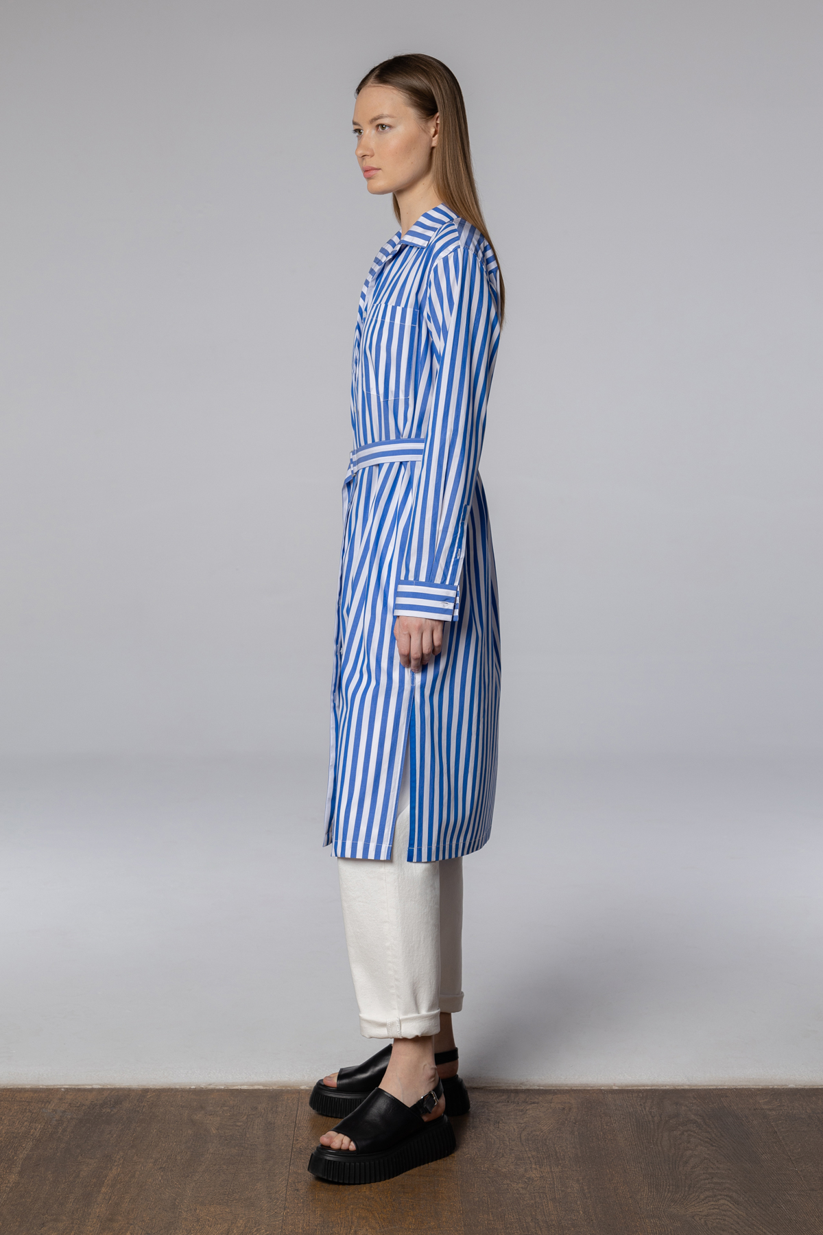 Платье-рубашка , пол женский, цвет голубой, фото №3