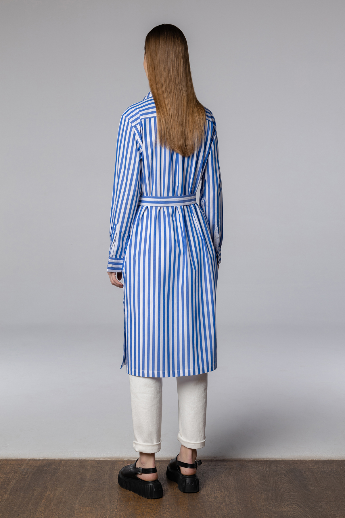 Платье-рубашка , пол женский, цвет голубой, фото №4