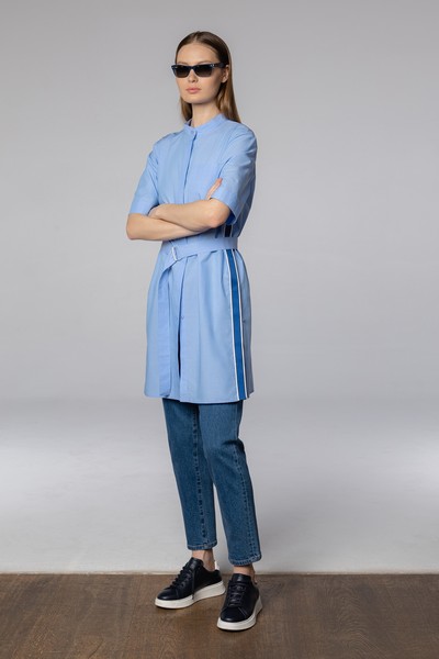 Платье-рубашка , пол женский, цвет голубой, фото №2