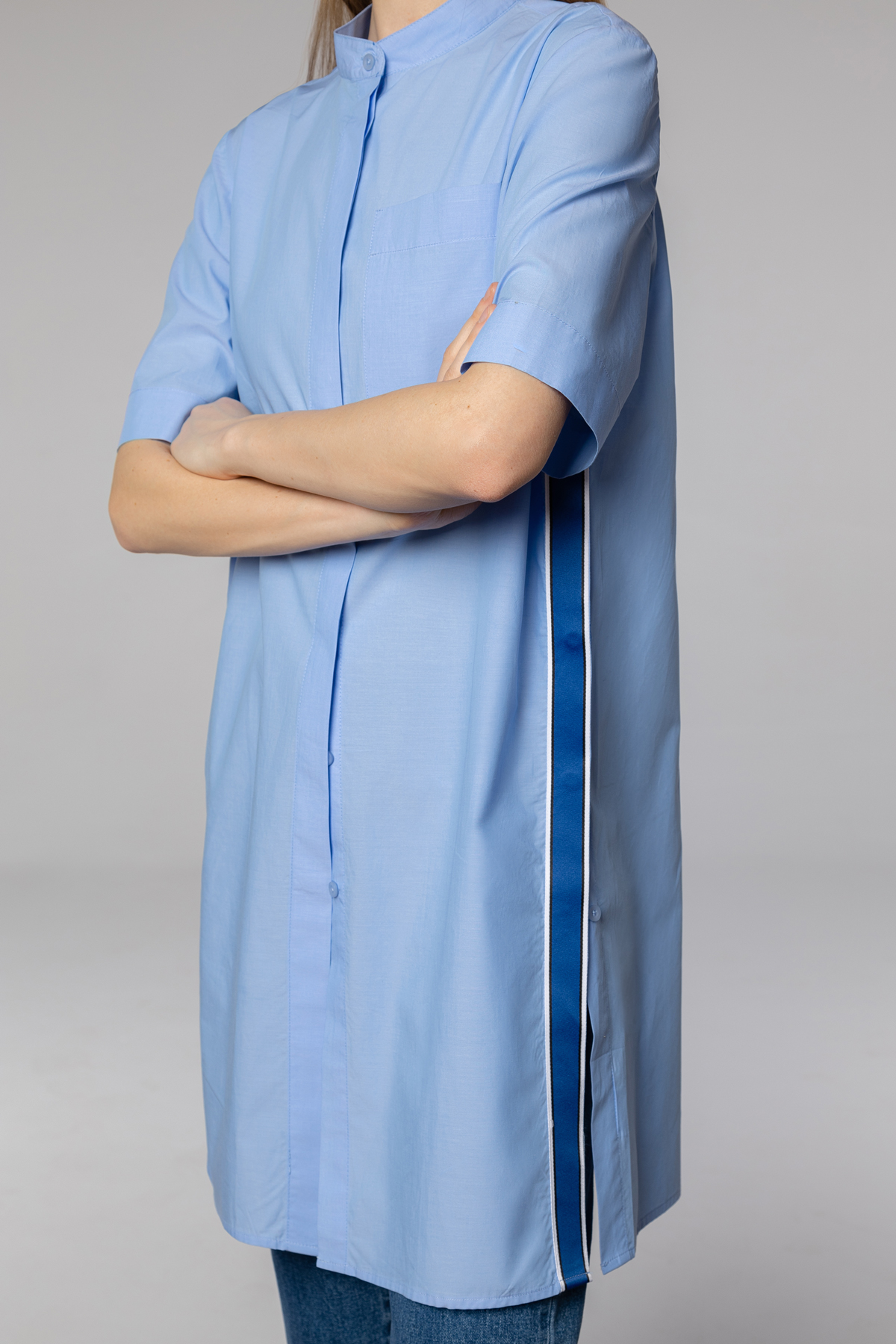 Платье-рубашка , пол женский, цвет голубой, фото №3