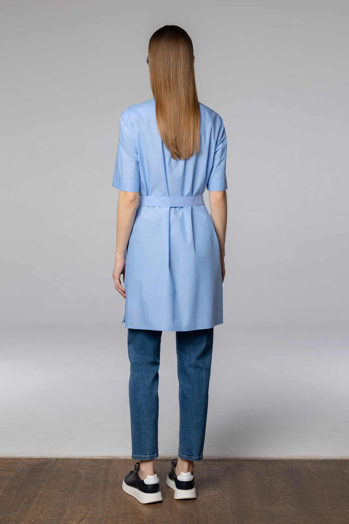 Платье-рубашка , пол женский, цвет голубой, фото №4