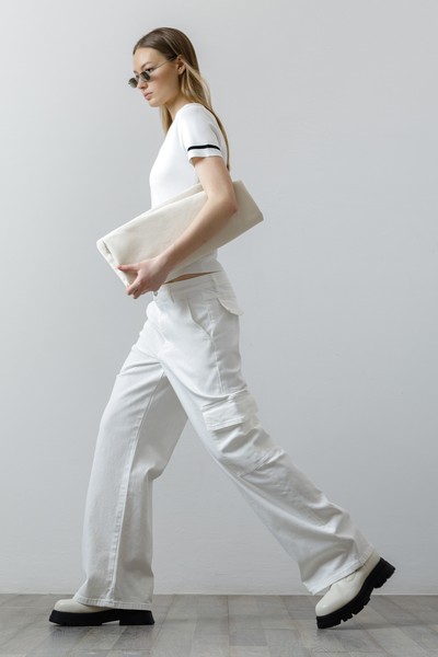 Джинсы CARGO , пол женский, цвет белый, фото №2