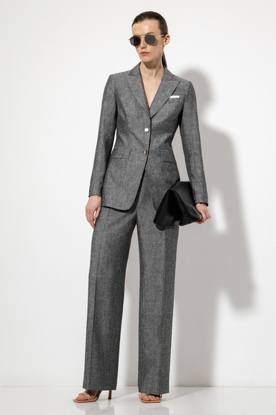 Однобортный жакет VASSA&Co, пол женский, цвет серый, фото №2