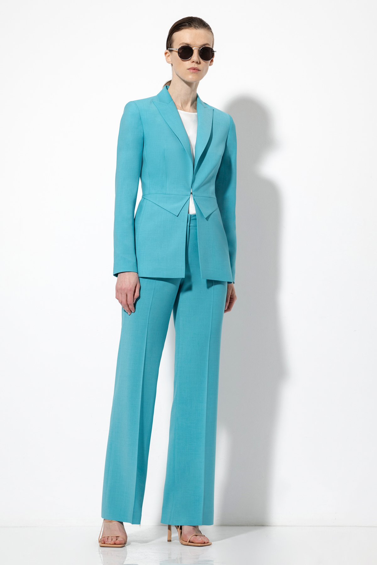 Приталенный жакет VASSA&Co, пол female, цвет голубой, фото №3