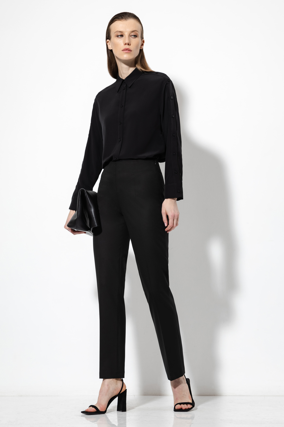 Брюки со съемной деталью VASSA&Co, пол женский, цвет черный, фото №4