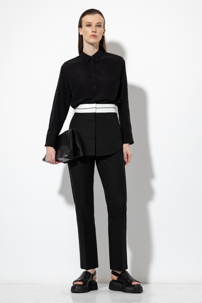 Брюки со съемной деталью VASSA&Co, пол женский, цвет черный, фото №5