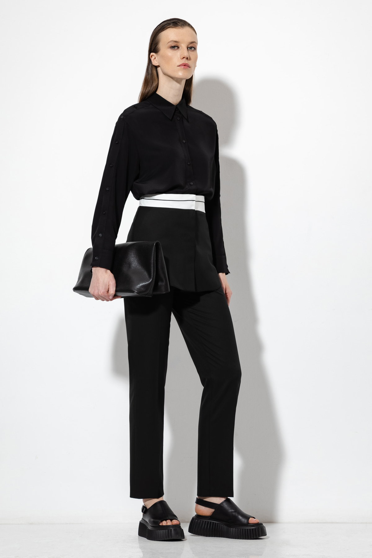 Брюки со съемной деталью VASSA&Co, пол женский, цвет черный, фото №3