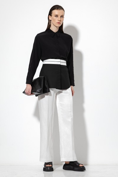 Брюки со съемной деталью VASSA&Co, пол женский, цвет черный, фото №8