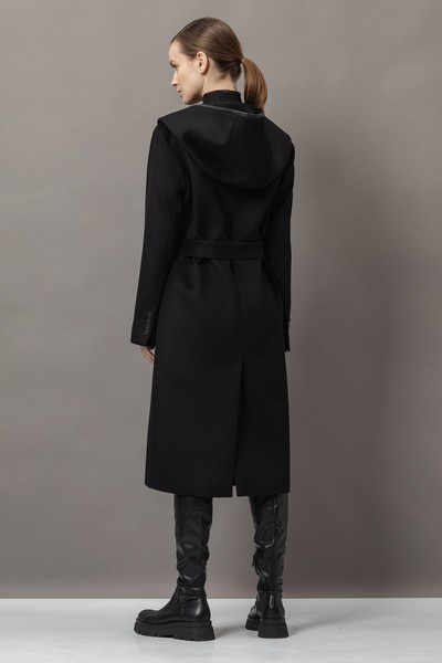 Пальто с капюшоном VASSA&Co, пол женский, цвет черный, фото №5