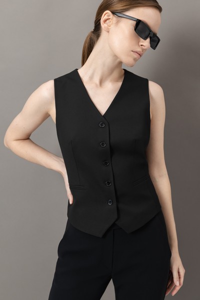 Жилет приталенного кроя VASSA&Co, пол женский, цвет черный, фото №6